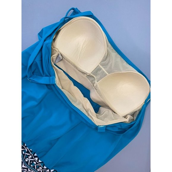 SwimSuits for all women's 12 blue aztec print tankini swim top built in bra - Picture 4 of 5